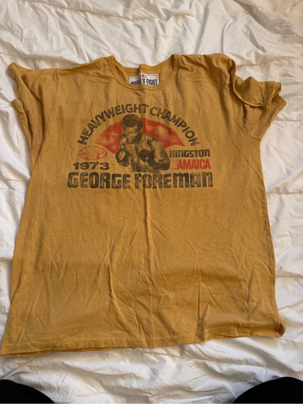 Roots of Fight Mustard Yellow Graphic Tee - Tag Visible